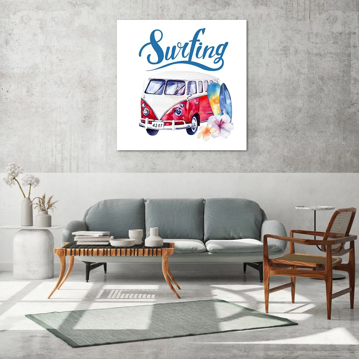 Cuadro sobre vidrio - Impresiones sobre Vidrio - Un clásico para los surfistas - 60x60 cm