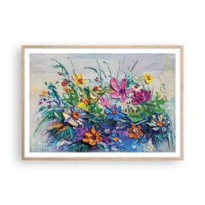 Póster en marco roble claro - La energía de las flores - 100x70 cm