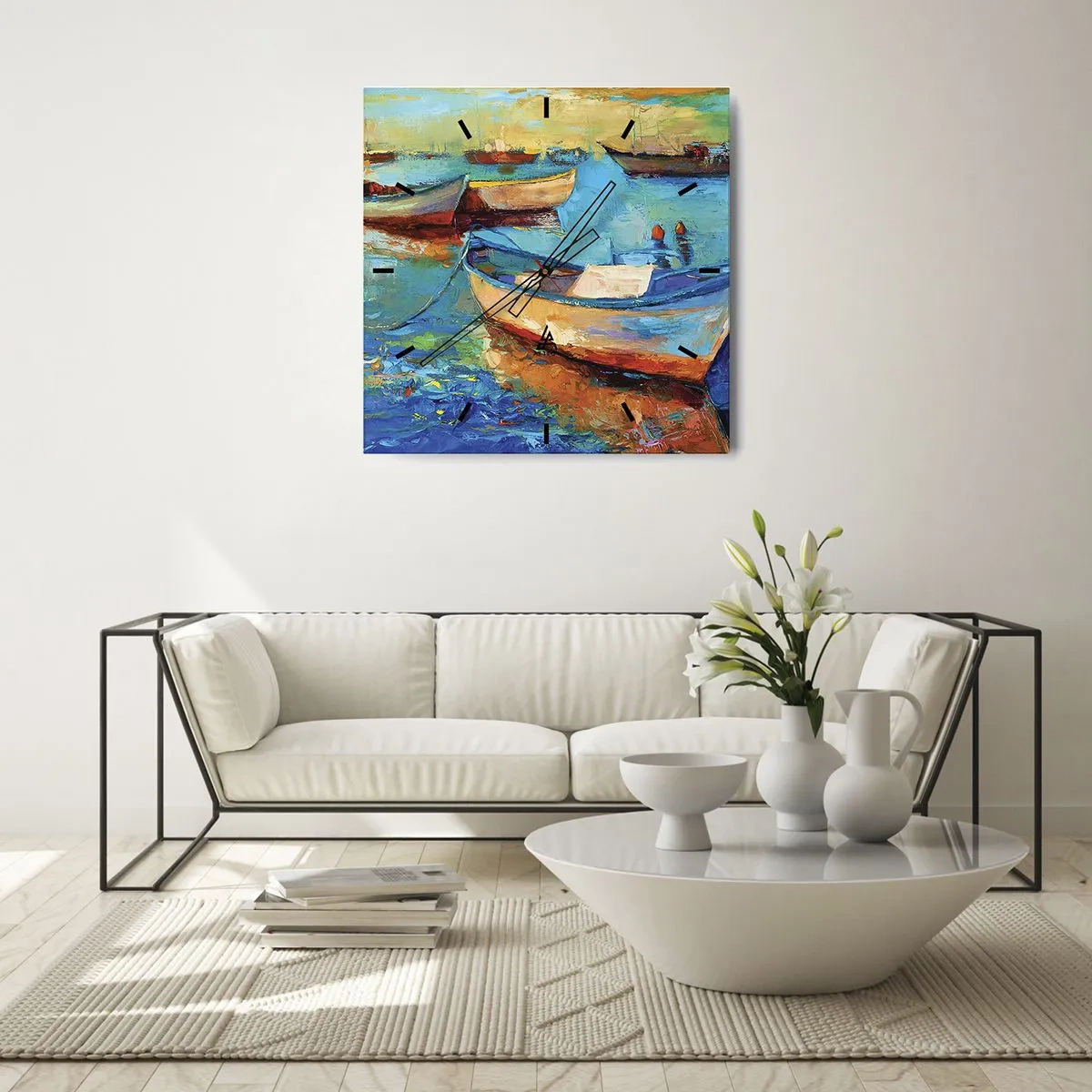 Reloj de pared - Reloj de vidrio - En la bahía sur - 40x40 cm