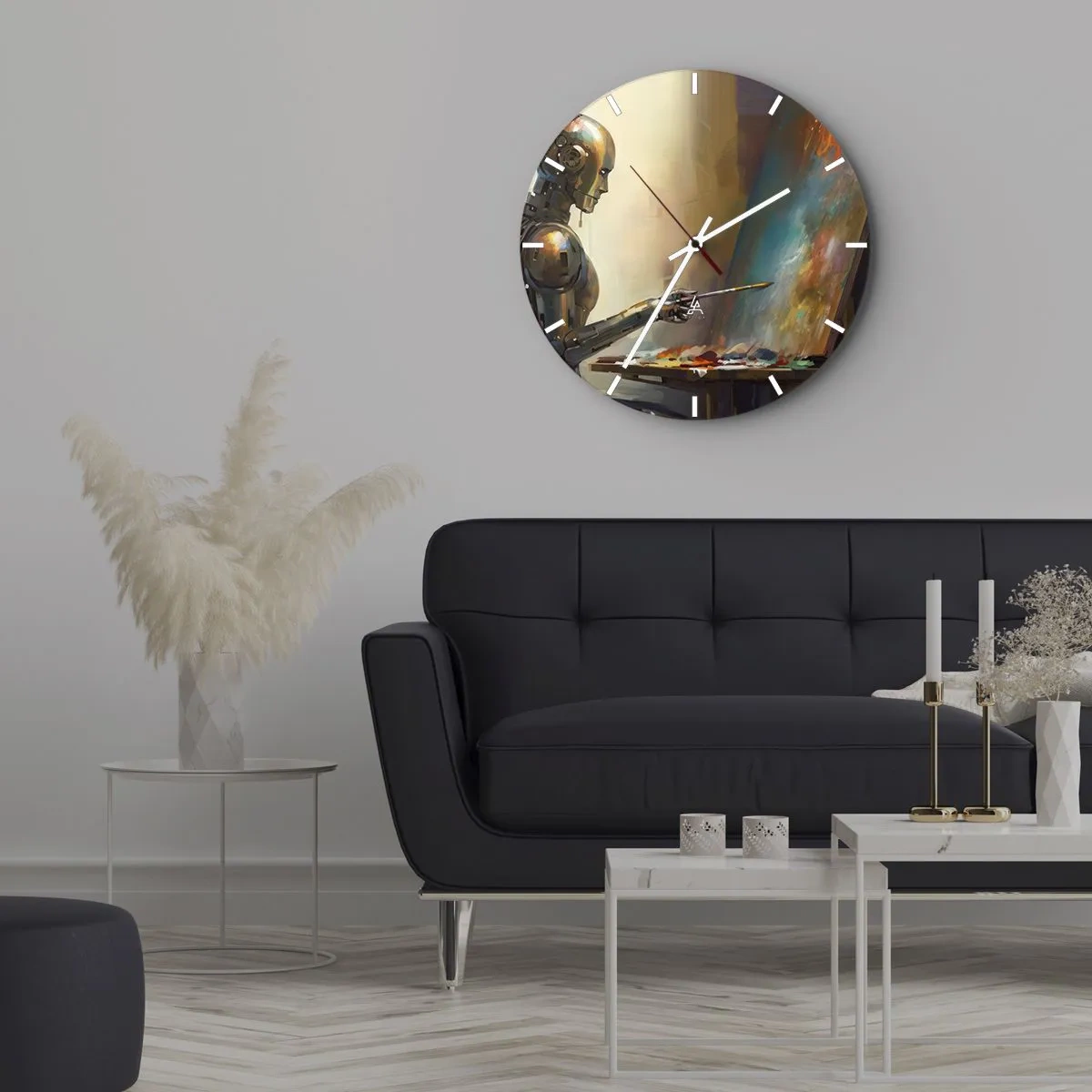 Reloj de pared - Reloj de vidrio - Arte del futuro - 40x40 cm