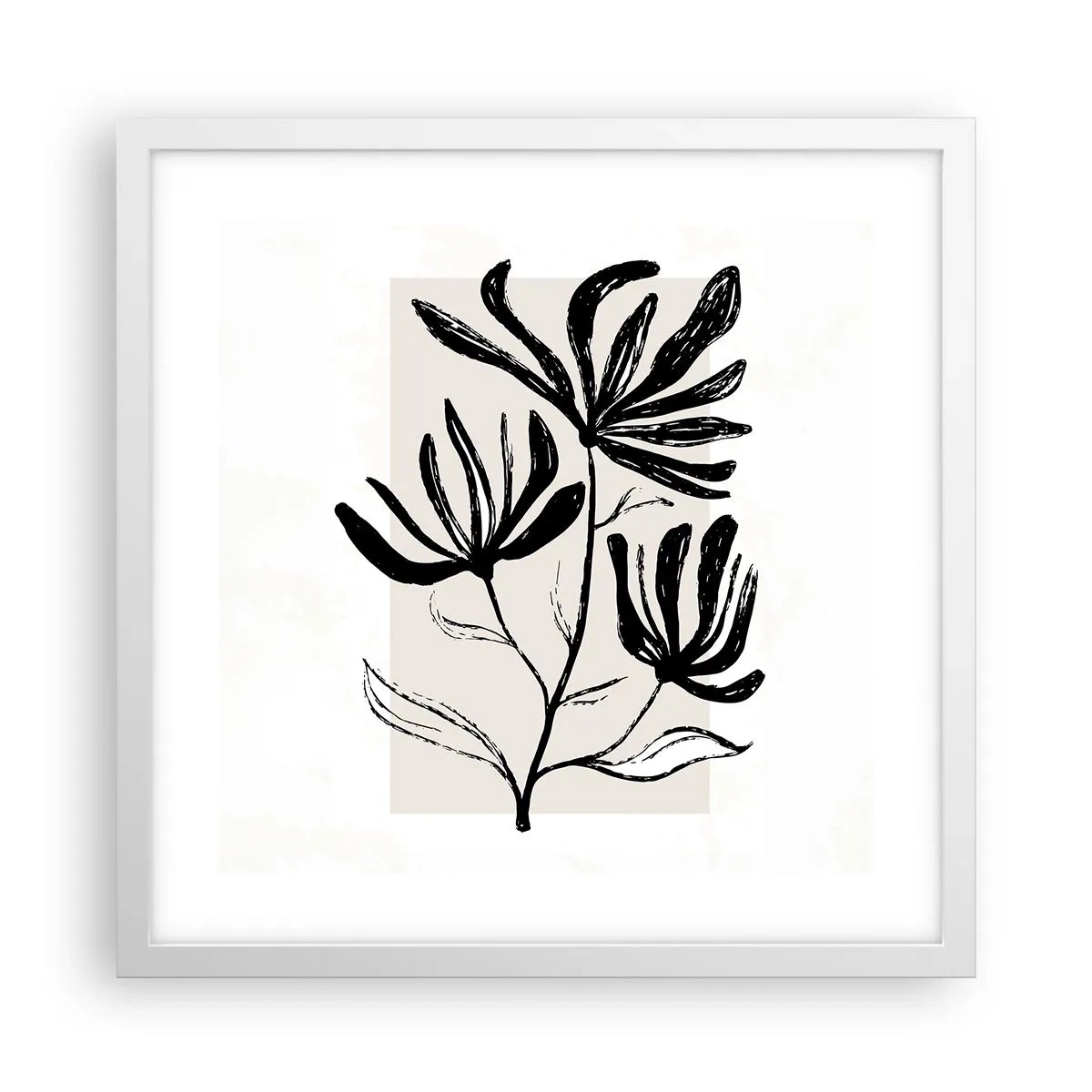 Póster en marco blanco - Esbozo para un herbario - 40x40 cm