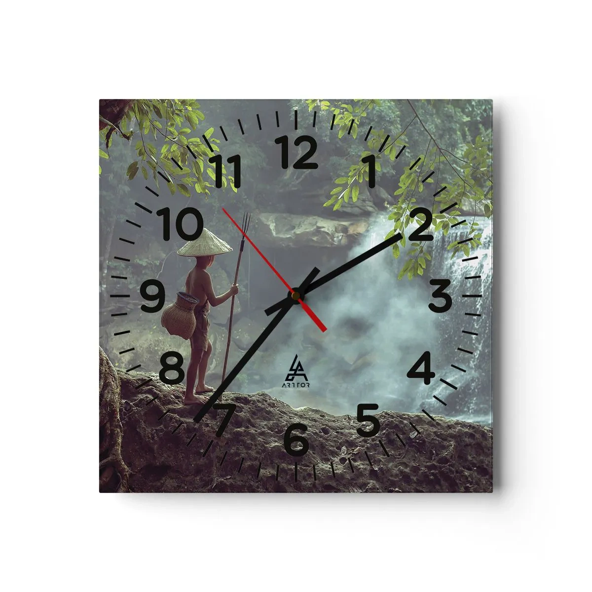 Reloj de pared - Reloj de vidrio - Amistad con la naturaleza - 30x30 cm