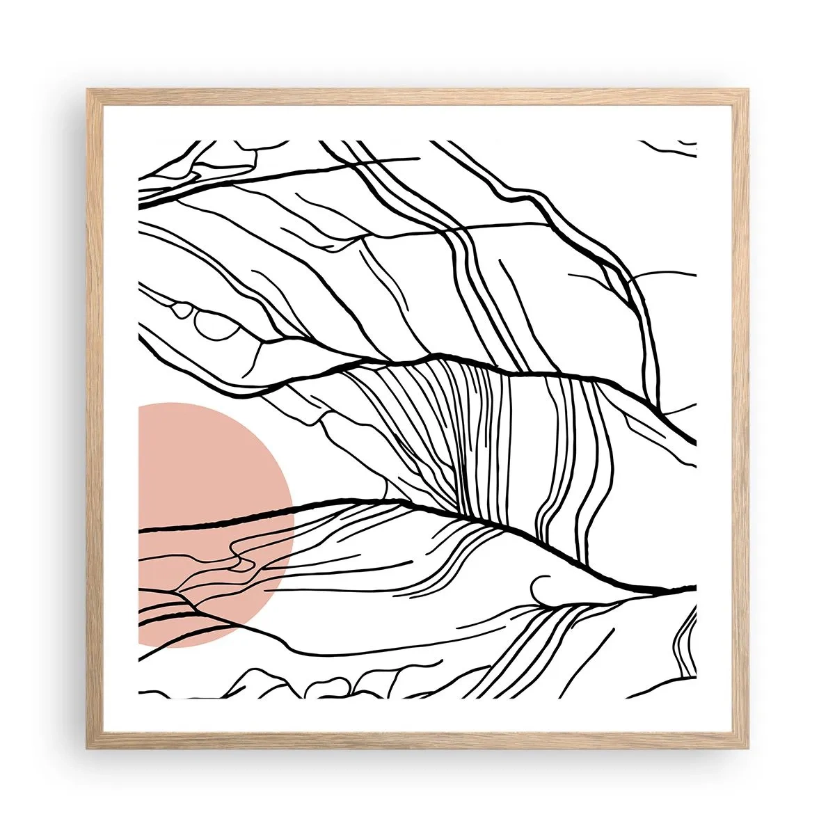 Póster en marco roble claro - En una red de ramas - 60x60 cm