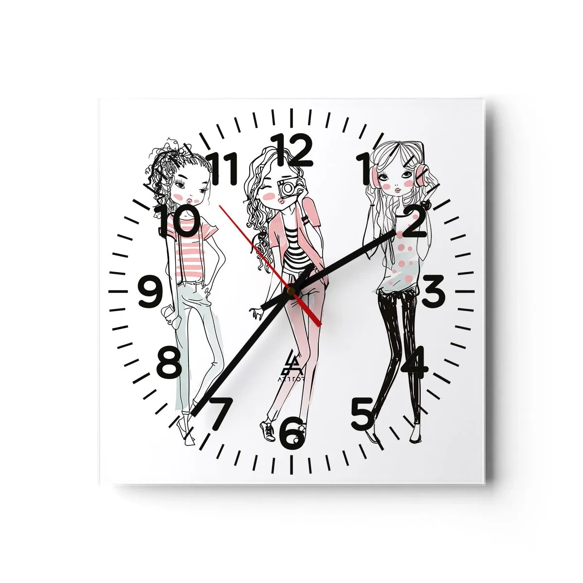 Reloj de pared - Reloj de vidrio - Es día de chicas - 40x40 cm