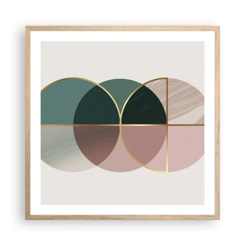 Póster en marco roble claro - Círculo tras círculo... - 60x60 cm