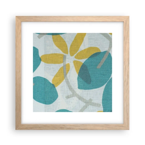 Póster en marco roble claro - Entre hojas azules - 30x30 cm