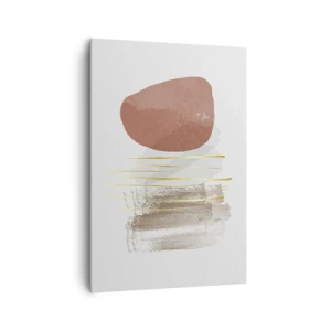 Cuadro sobre lienzo - Impresión de Imagen - Composición abstracta en tonos beige y dorados. - 70x100cm - Una columnata abstracta - Decoración de pared moderna para salón y dormitorio ARTTOR