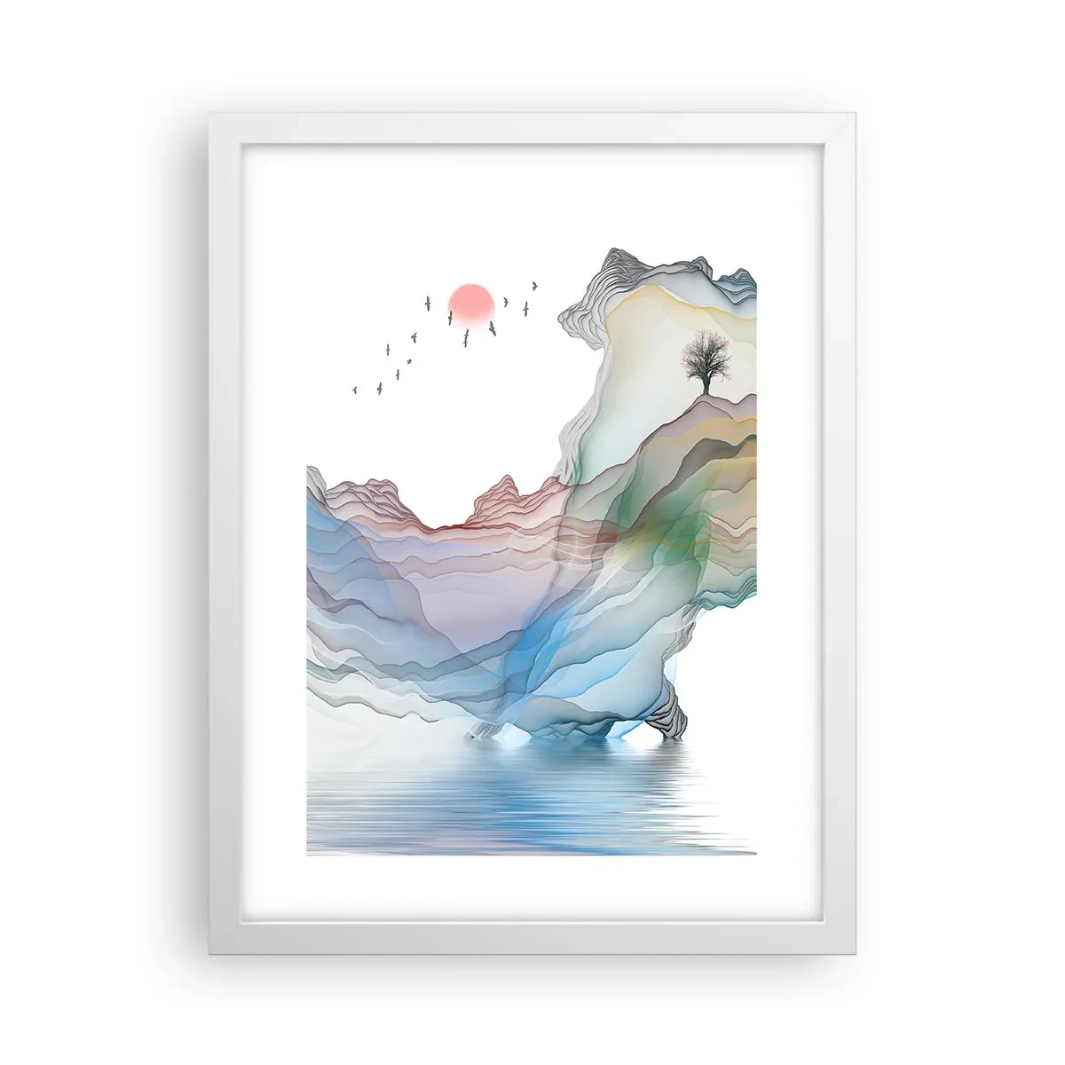 Póster en marco blanco - Hacia las montañas de cristal - 30x40 cm