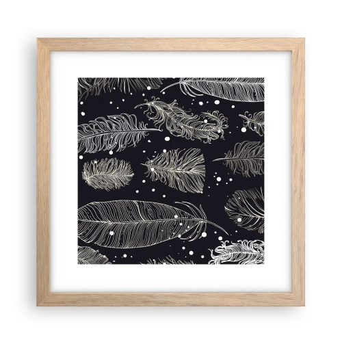 Póster en marco roble claro - Encaje de plumas - 30x30 cm