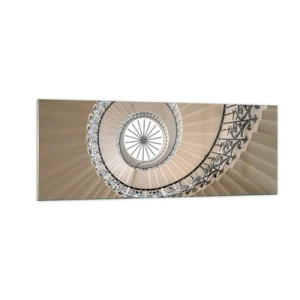 Cuadro sobre vidrio - Impresiones sobre Vidrio - Escalera de caracol con un elegante enfoque geométrico. - 140x50cm - En el interior de una concha - Decoración de pared moderna para salón y dormitorio ARTTOR