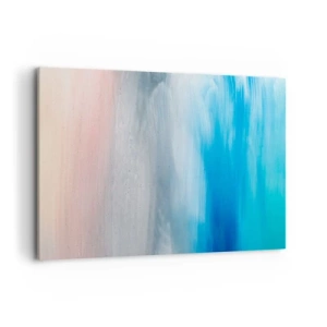 Cuadro sobre lienzo - Impresión de Imagen - Pinceladas abstractas en tonos azules y rosas - 100x70cm - Elementos: aire - Decoración de pared moderna para salón y dormitorio ARTTOR