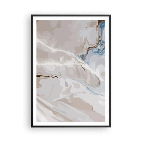 Póster en marco negro - El azul serpentea por el blanco - 70x100 cm