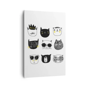 Cuadro sobre lienzo - Impresión de Imagen - Ilustraciones de gatos con estilo minimalista - 70x100cm - Cada uno diferente - Decoración de pared moderna para salón y dormitorio ARTTOR