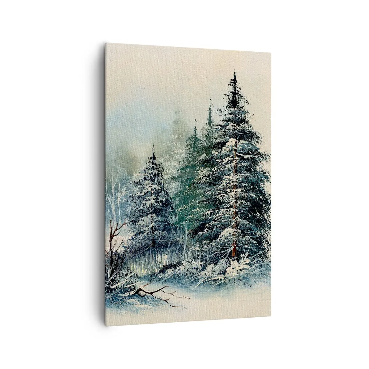 Cuadro sobre lienzo - Impresión de Imagen - Paisaje invernal con árboles cubiertos de nieve - 80x120cm - Preparados para la Navidad - Decoración de pared moderna para salón y dormitorio ARTTOR