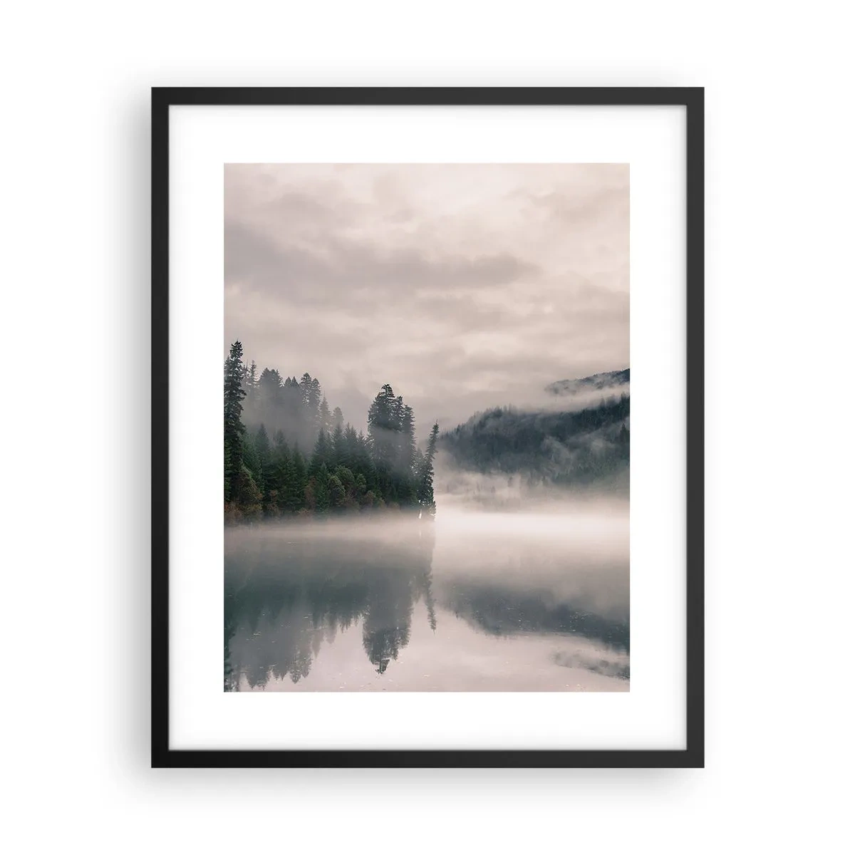 Póster en marco negro - En el ensueño, en la niebla - 40x50 cm