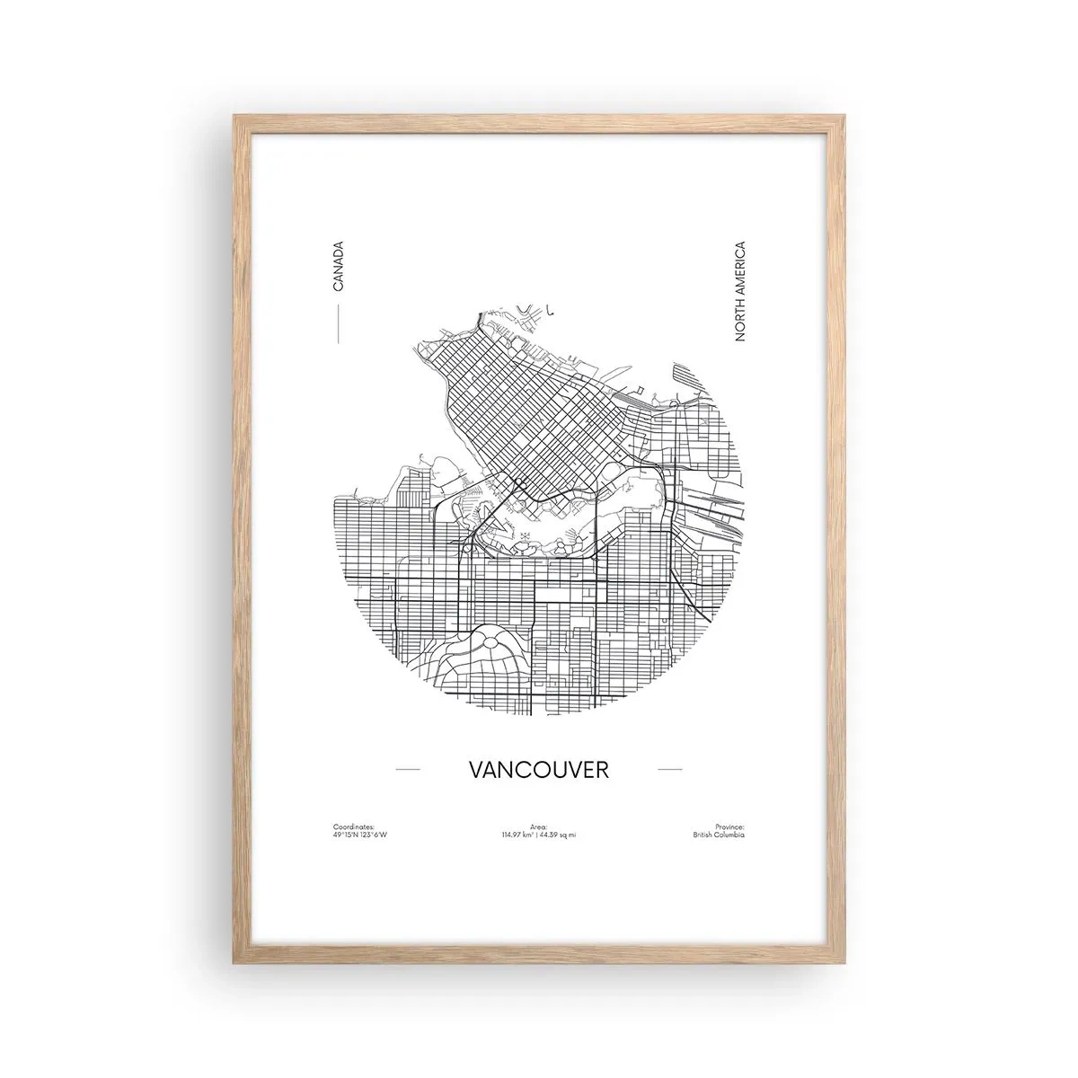 Póster en marco roble claro - Anatomía de Vancouver - 50x70 cm