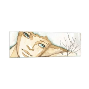 Cuadro sobre vidrio - Impresiones sobre Vidrio - Retrato artístico de una mujer en colores pastel. - 160x50cm - El árbol de la poesía crece en el silencio - Decoración de pared moderna para salón y dormitorio ARTTOR