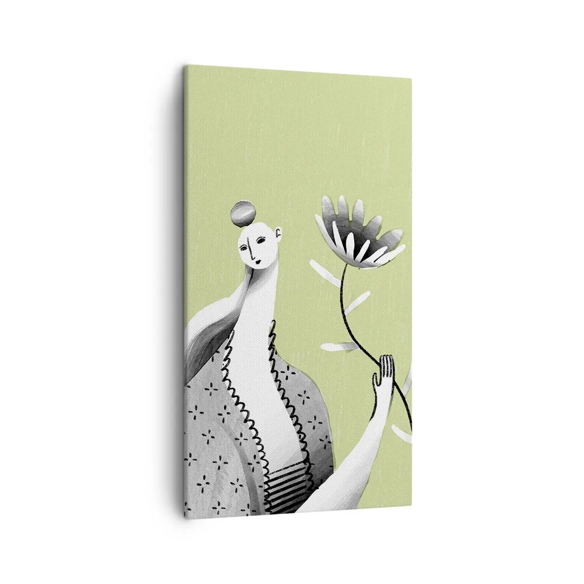 Cuadro sobre lienzo - Impresión de Imagen - Retrato modernista - sosteniendo una flor - 45x80 cm