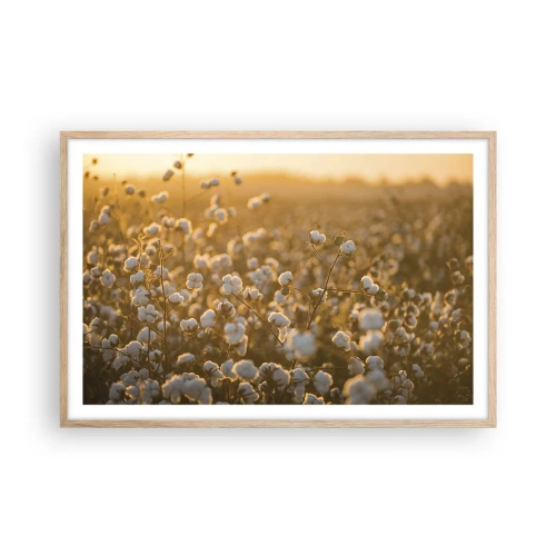 Póster en marco roble claro - Un campo esponjoso - 91x61 cm
