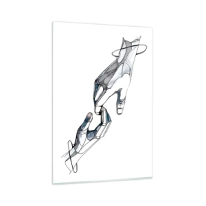 Cuadro sobre vidrio - Impresiones sobre Vidrio - Representación artística de una mano en forma minimalista y geométrica. - 80x120cm - Un buen gesto - Decoración de pared moderna para salón y dormitorio ARTTOR