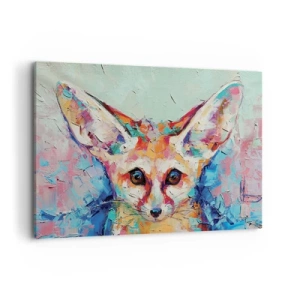 Cuadro sobre lienzo - Impresión de Imagen - Un retrato colorido de un zorro fennec en el estilo de pintura expresiva. - 100x70cm - Mirada penetrante - Decoración de pared moderna para salón y dormitorio ARTTOR