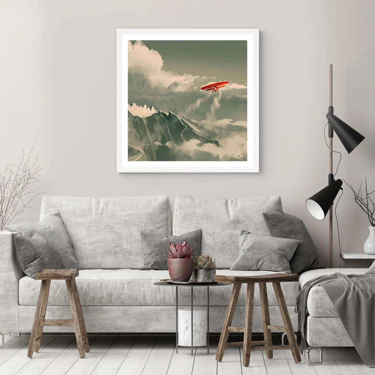 Póster en marco blanco - Pionero sin miedo - 60x60 cm