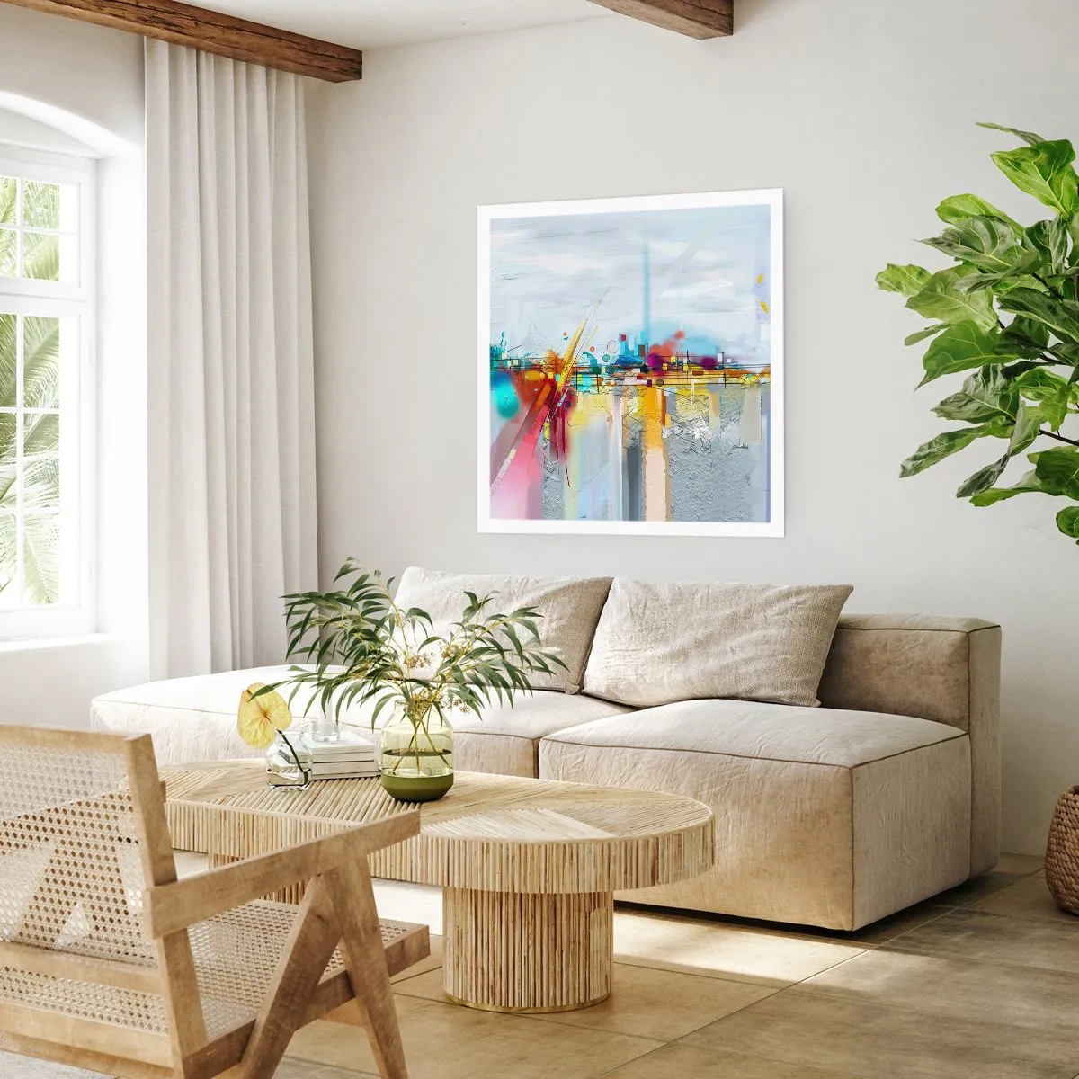 Póster - Un puente de alegría sobre el río de la vida - 40x40 cm