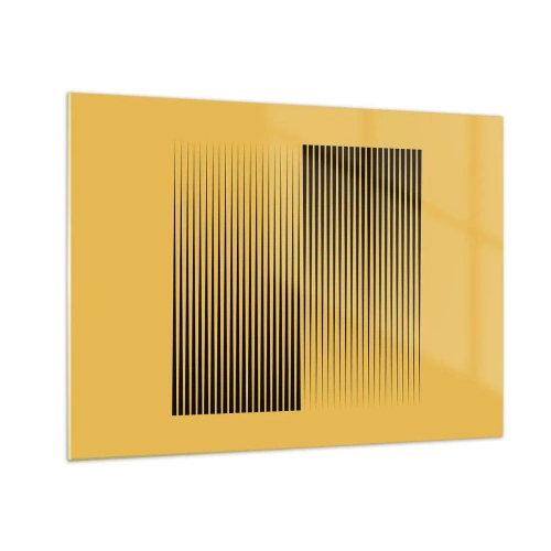 Cuadro sobre vidrio - Impresiones sobre Vidrio - Las líneas verticales negras crean una ilusión geométrica. - 70x50cm - Cuadrado de opuestos - Decoración de pared moderna para salón y dormitorio ARTTOR