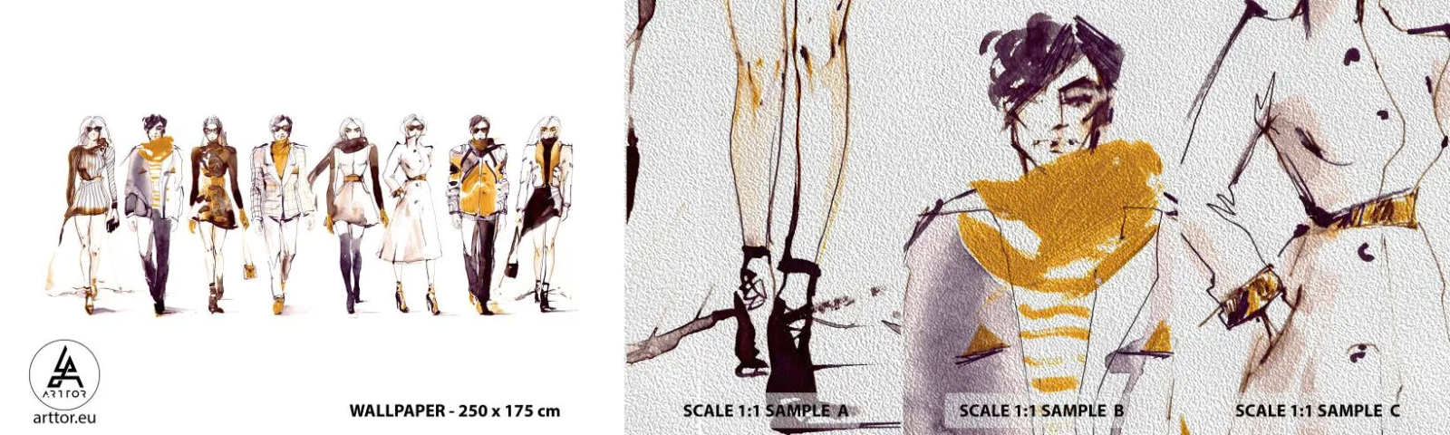 Muestra de fotomural Premium Sand - Elegancia casual - Mujer, Modelo, Moda - 100x30 cm