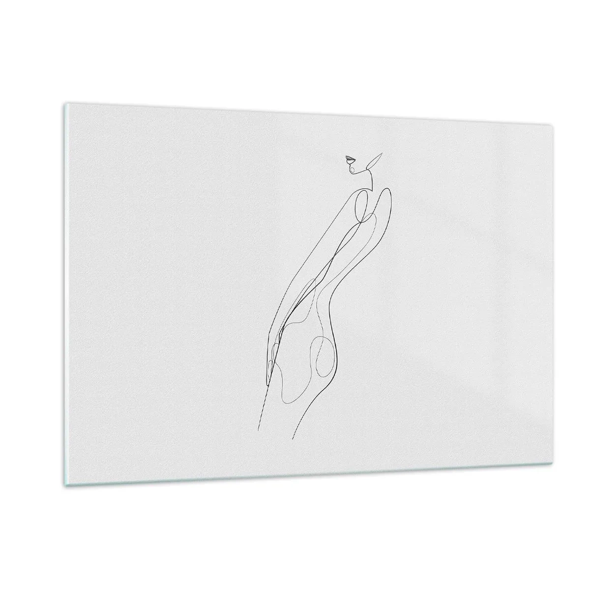 Cuadro sobre vidrio - Impresiones sobre Vidrio - Una línea minimalista que representa una silueta femenina. - 120x80cm - Apenas una promesa - Decoración de pared moderna para salón y dormitorio ARTTOR