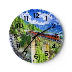 Reloj de pared - Reloj de vidrio - Ferrocarril a los Alpes - 30x30 cm