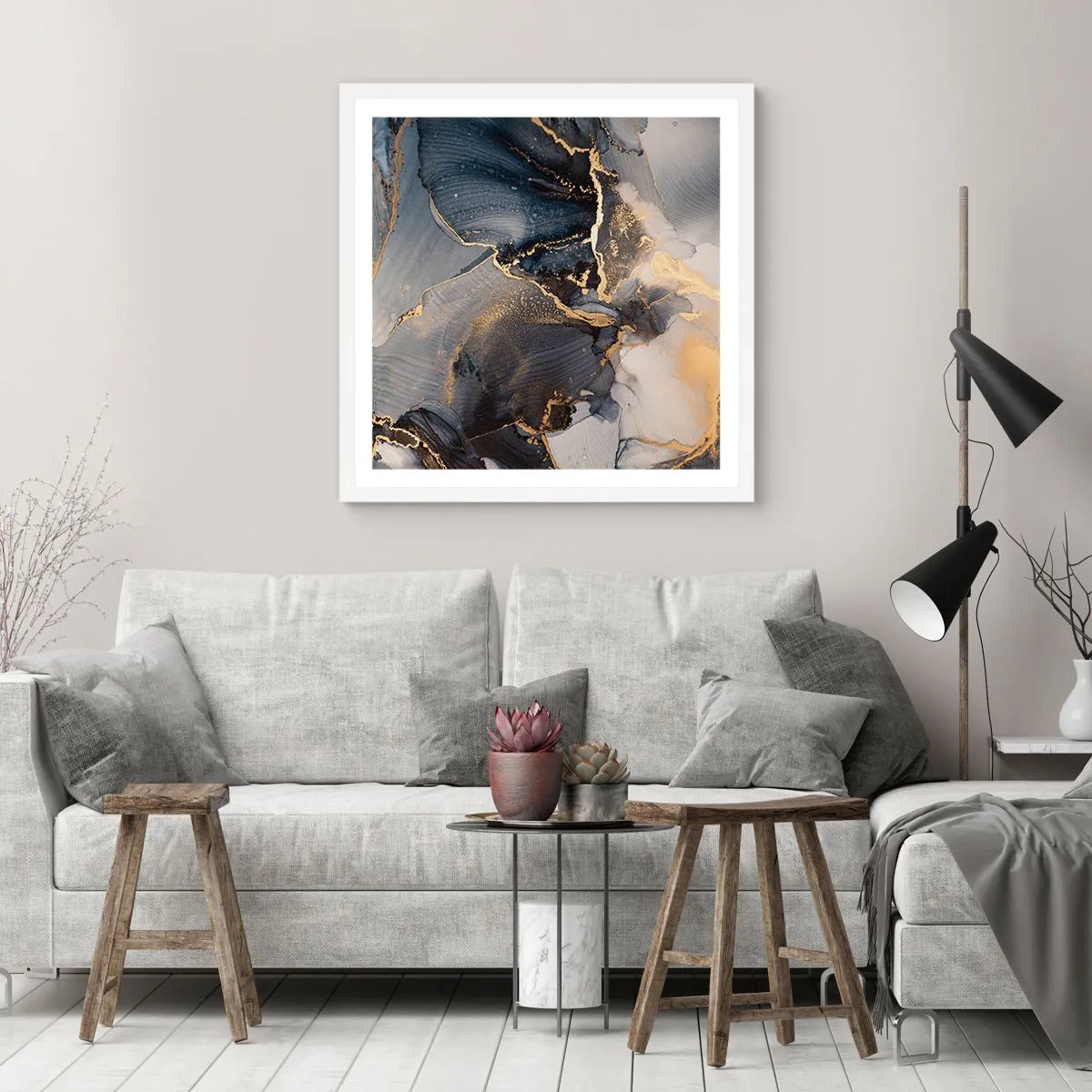 Póster en marco blanco - La vida de una piedra - 30x30 cm