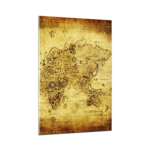 Cuadro sobre vidrio - Impresiones sobre Vidrio - Mapa del mundo antiguo de época - 80x120cm - Extraño es este mundo - Decoración de pared moderna para salón y dormitorio ARTTOR