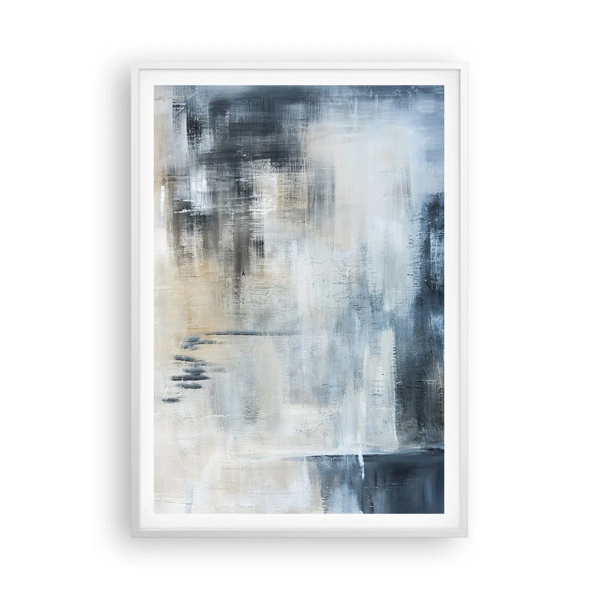 Póster en marco blanco - Detrás de un velo azul - 70x100 cm