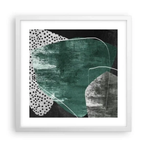 Póster en marco blanco - Abstracción colorista con un copo de oro - 40x40 cm
