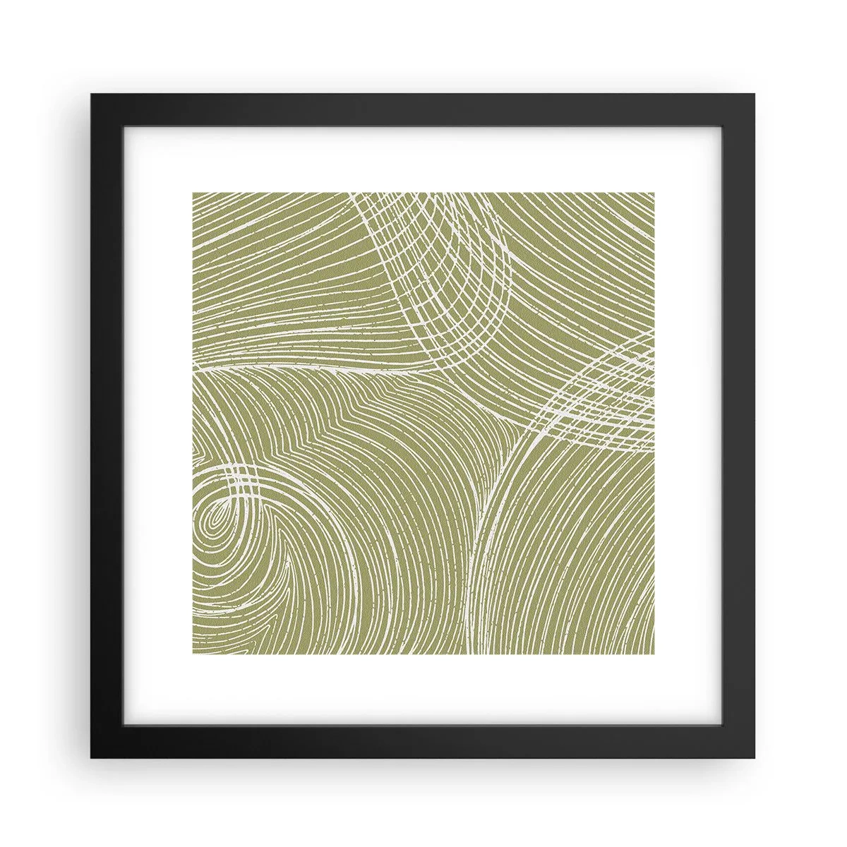 Póster en marco negro - Abstracción intrincada en blanco - 30x30 cm
