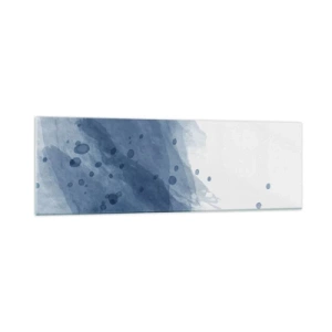 Cuadro sobre vidrio - Impresiones sobre Vidrio - Manchas y rayas abstractas en tonos azules - 160x50cm - Tul azul - Decoración de pared moderna para salón y dormitorio ARTTOR