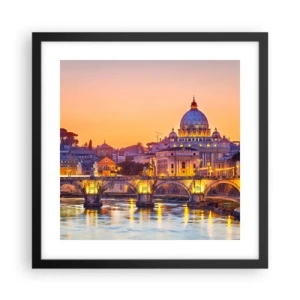 Póster en marco negro - Crepúsculo sobre la Ciudad Eterna - 40x40 cm