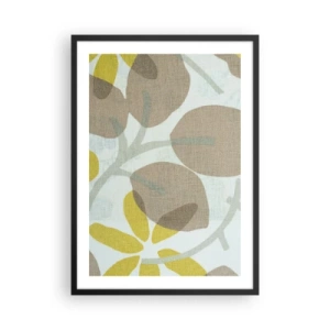 Póster en marco negro - Delicados gráficos botánicos en colores naturales. - 50x70cm - Composición a pleno sol - Decoración de pared moderna para salón y dormitorio ARTTOR