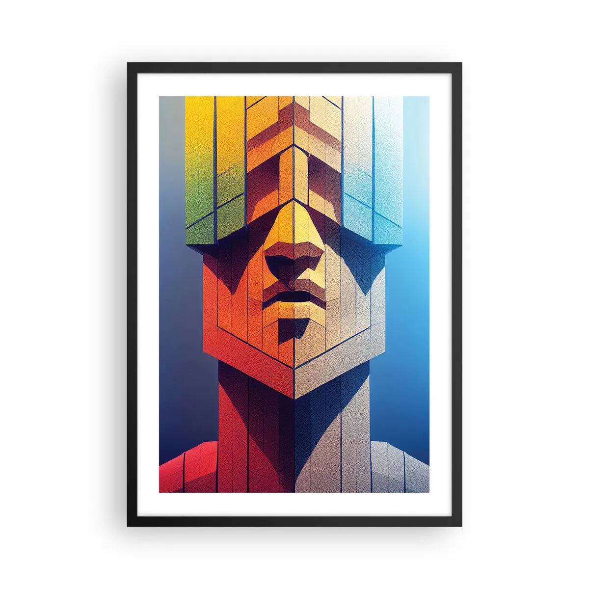 Póster en marco negro - Un rostro monumental de estilo geométrico - 50x70cm - Un hombre de principios - Decoración de pared moderna para salón y dormitorio ARTTOR