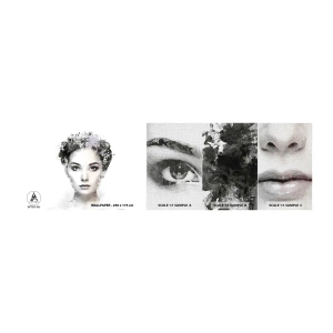 Muestra de fotomural Premium Canvas - Un retrato extremadamente elegante - cara de mujer, Mujer, Abstracción - 100x30 cm