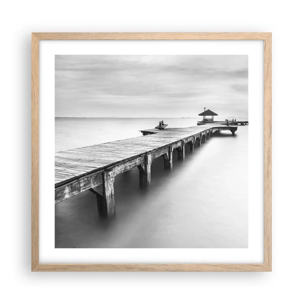 Póster en marco roble claro - Lejos - 50x50 cm