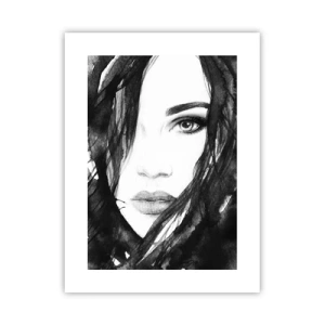 Póster - Retrato de una dama en blanco y negro - 30x40 cm