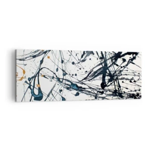 Cuadro sobre lienzo - Impresión de Imagen - Una pintura abstracta con salpicaduras de pintura en patrones dinámicos. - 140x50cm - Abstracción expresionista - Decoración de pared moderna para salón y dormitorio ARTTOR