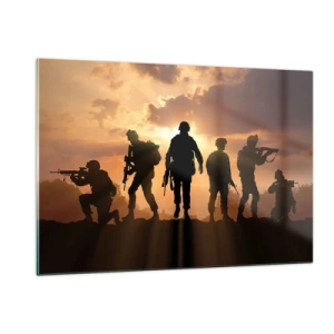 Cuadro sobre vidrio - Impresiones sobre Vidrio - Hermanos de armas - 120x80cm - Hermanos de armas - Decoración de pared moderna para salón y dormitorio ARTTOR
