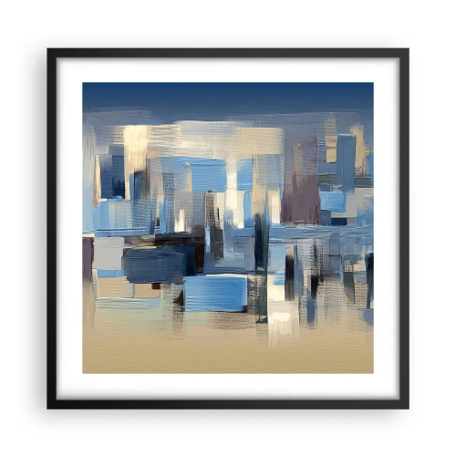 Póster en marco negro - Construcción azul - 50x50 cm