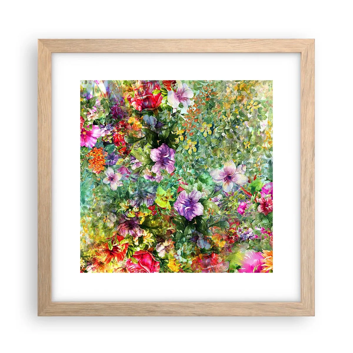 Póster en marco roble claro - En flores a la perdición - 30x30 cm