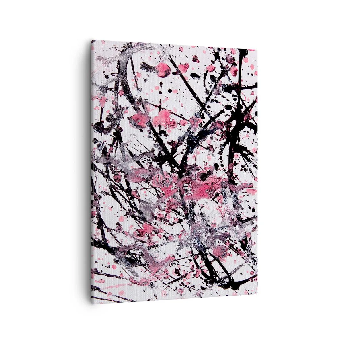 Cuadro sobre lienzo - Impresión de Imagen - Patrón abstracto en tonos rosa, negro y blanco. - 50x70cm - La fugacidad de la vida - Decoración de pared moderna para salón y dormitorio ARTTOR