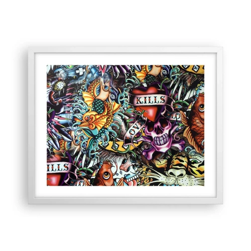 Póster en marco blanco - El sueño de un tatuador - 50x40 cm