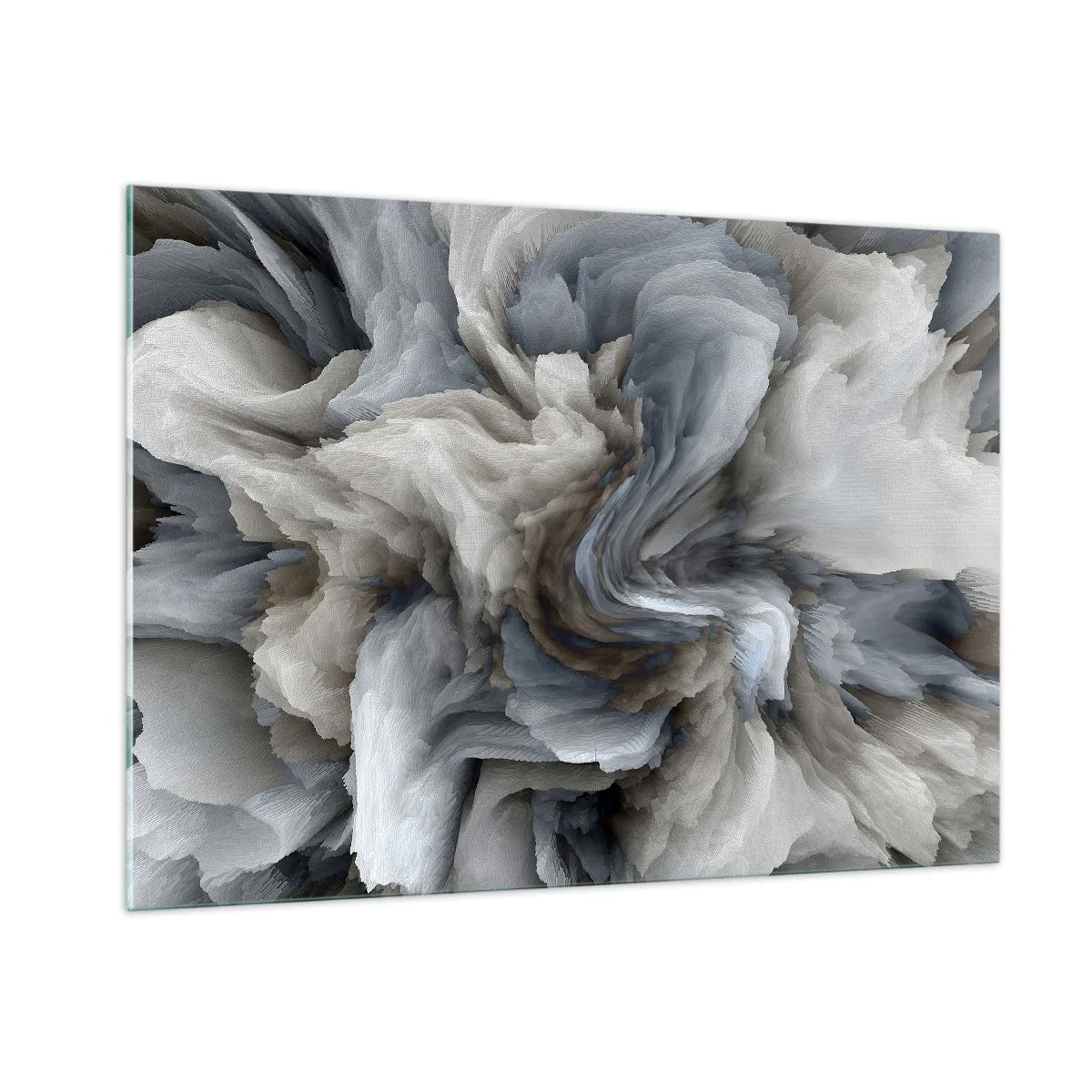 Cuadro sobre vidrio - Impresiones sobre Vidrio - Una composición abstracta que se asemeja a plumas en espiral. - 100x70cm - Piedra y flor - Decoración de pared moderna para salón y dormitorio ARTTOR